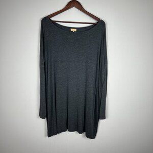Piko 1988 Tunic Top Womens Large Gray Drop Shoulder Long Sleeve Oversized‎ Flowy